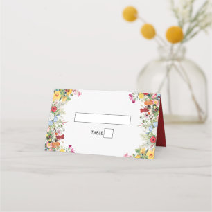 Floral Garden Colourful Flowers Wedding Place Card