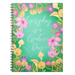 Floral Garden Creative Day Green Notebook