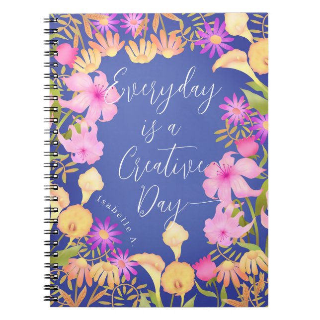 Floral Garden Creative Day Violet Notebook (Front)