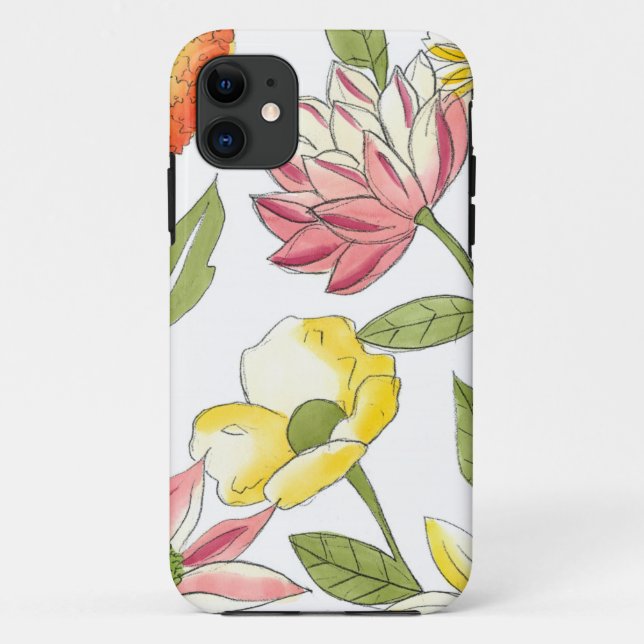 Floral Garden Design with White Background Case-Mate iPhone Case (Back)