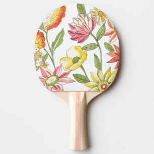 Floral Garden Design with White Background Ping Pong Paddle