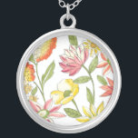 Floral Garden Design with White Background Silver Plated Necklace<br><div class="desc">This floral garden design features strikingly bright colours against a pale white background,  making the flowers stand out even more. An amazing painting that can bring colour and beauty to any room. Purchase it for yourself,  or give it to a loved one as a gift!</div>