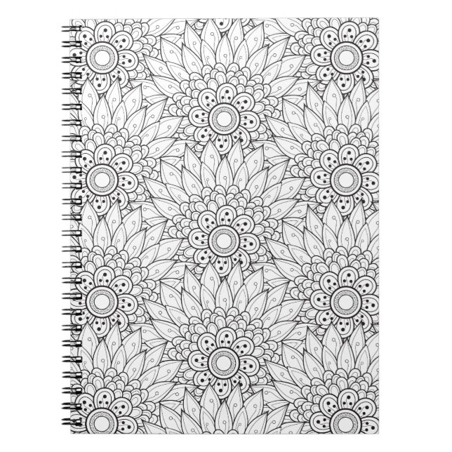 Floral Garden Doodle Spiral Notebook (Front)