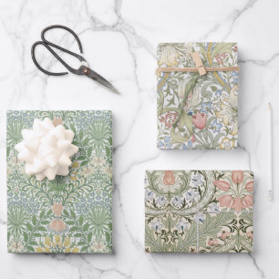 Floral Garden Eden Golden Lily Morris Patterns Wrapping Paper Sheet