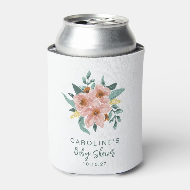 Floral Garden Elegant Baby Shower Custom Favour Can Cooler (Can Front)