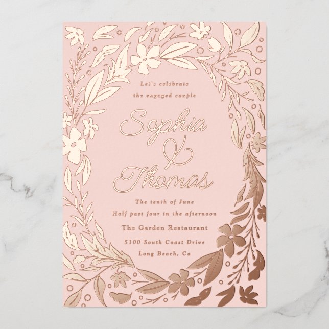 Floral Garden Engaged Couples Shower Rose Gold (Front)