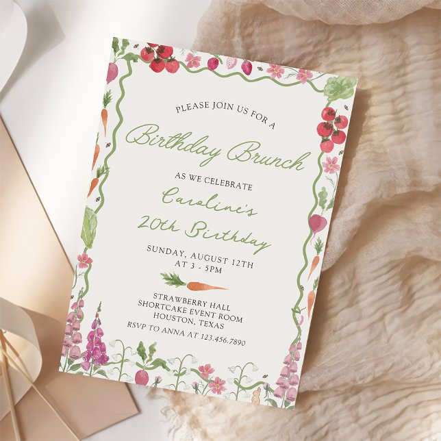 Floral garden Farmer's Market Birthday Brunch Invitation (Creator Uploaded)