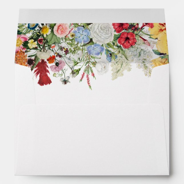 Floral Garden Flowers 5x7 Wedding Invitation Envelope (Back (Bottom))