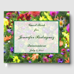 Floral Garden Flowers Quinceañera Guest Book