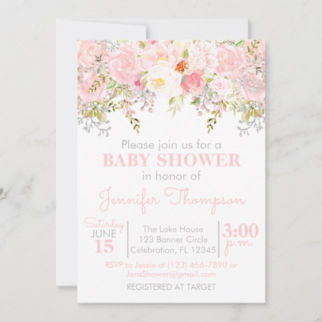 Floral Garden Girl Baby Shower Invitation (Front)