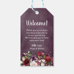 Floral Garden in Burgundy, Pink, and Plum Gift Tags