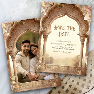 Floral Garden Indian Palace Arch Wedding Photo Save The Date