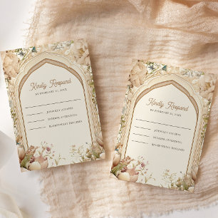 Floral Garden Indian Palace Wedding RSVP Card