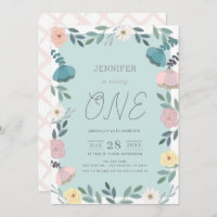 Floral Garden Light Blue GIrl 1st Birthday