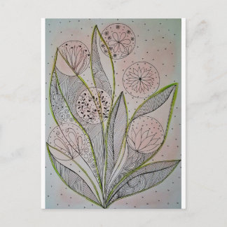 Floral Garden Mixed Media Postcard