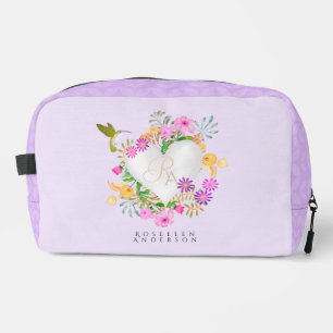 Floral Garden Monogram Heart Pink Dopp Kit