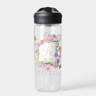 Floral Garden Monogram Water Bottle