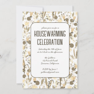 Floral Garden Neutrals Custom HOUSEWARMING PARTY Invitation