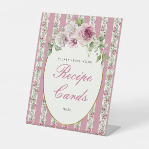 Floral Garden Party Recipe Cards Bridal Shower Pedestal Sign