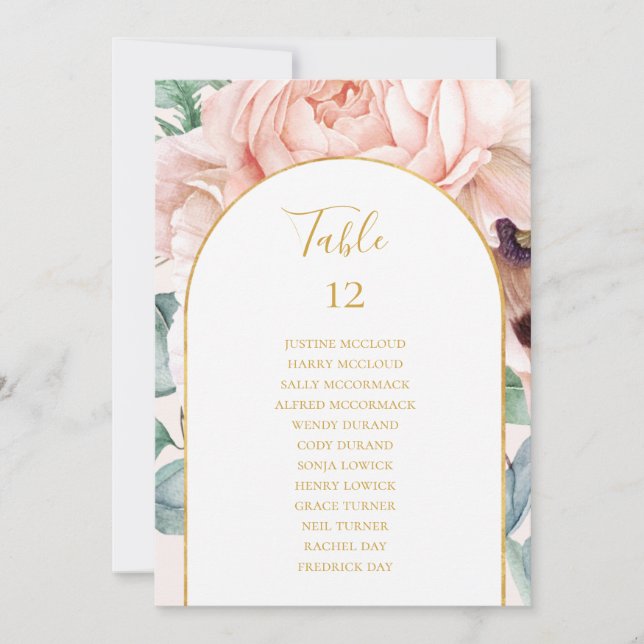 Floral Garden | Pastel Table Number Seating Chart (Front)