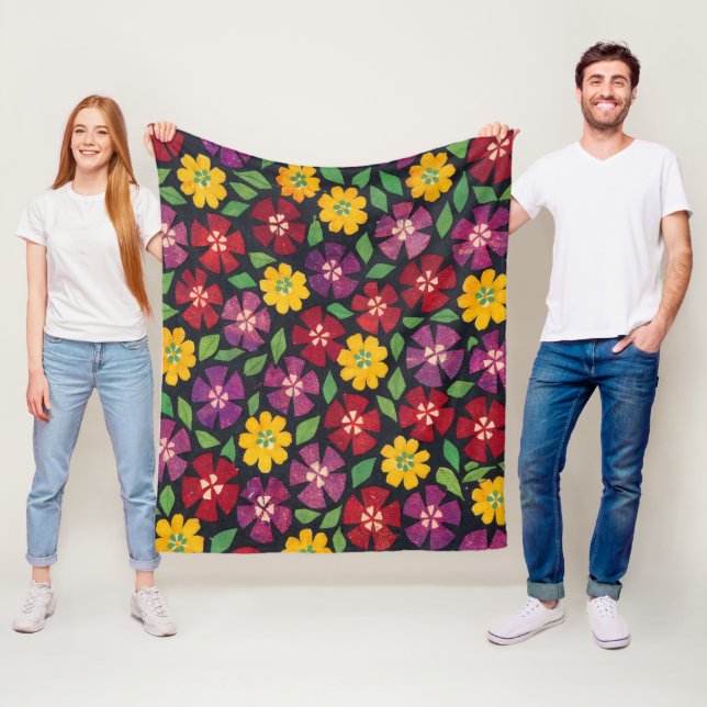 Floral Garden Pattern Fleece Blanket (In Situ)