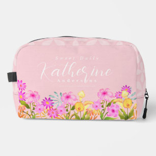 Floral Garden Pink Personalised Dopp Kit