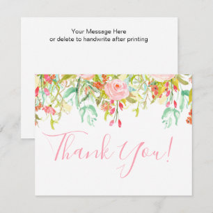 Floral Garden Pink Thank You Note Card