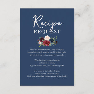 Floral Garden Recipe Request Bridal Shower Enclosure Card