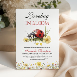 Floral Garden Red Lovebug In Bloom Baby Shower Invitation