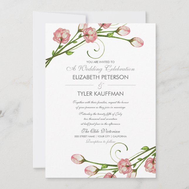 Floral Garden Roses Wedding Invitation (Front)