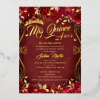 Floral Garden Scroll Red Mis Quince Quinceanera