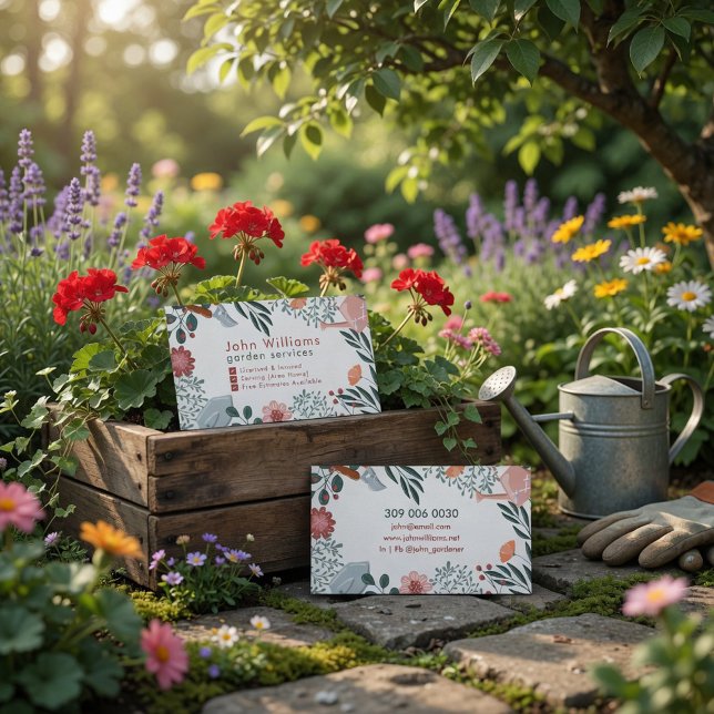 Floral Garden Services Business Card (Creator Uploaded)