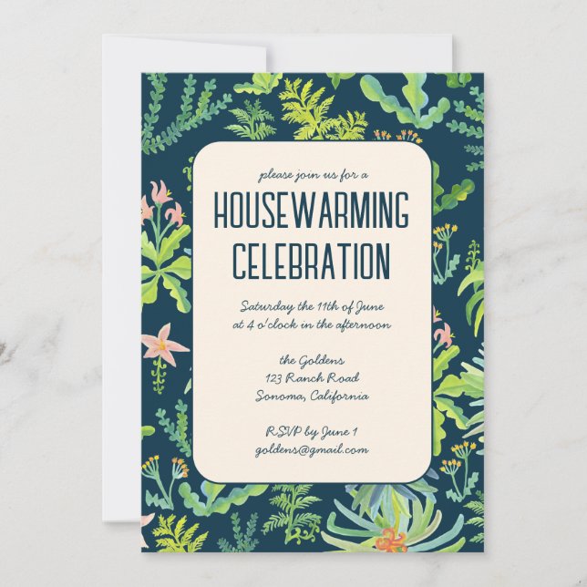 Floral Garden Watercolor Custom HOUSEWARMING PARTY Invitation (Front)