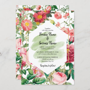 Floral Garden, Watercolor & Geometric Wedding Invitation