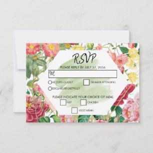 Floral Garden, Watercolor & Geometric Wedding RSVP Card