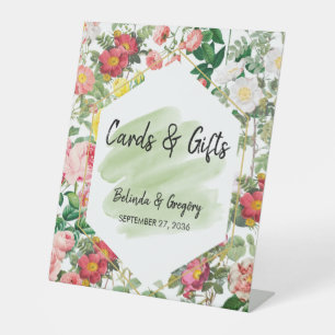 Floral Garden, Watercolor Wedding Cards & GIfts Pedestal Sign
