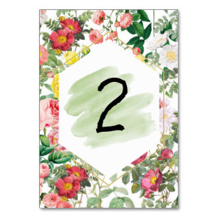 Floral Garden Watercolor Wedding Table Number