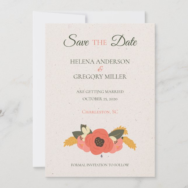 Floral Garden Wedding Save The Date (Front)