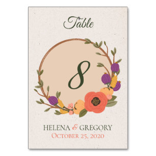 Floral Garden Wedding Table Number