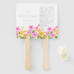 Floral Garden White Welcome Hand Fan