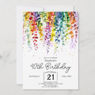 Floral Garden Wildflowers 40th birthday  Invitation