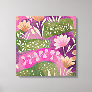 Floral Gardens Pink Purple Canvas Print