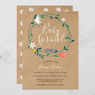 Floral Garland Baby Sprinkle Rustic Kraft Boho Invitation