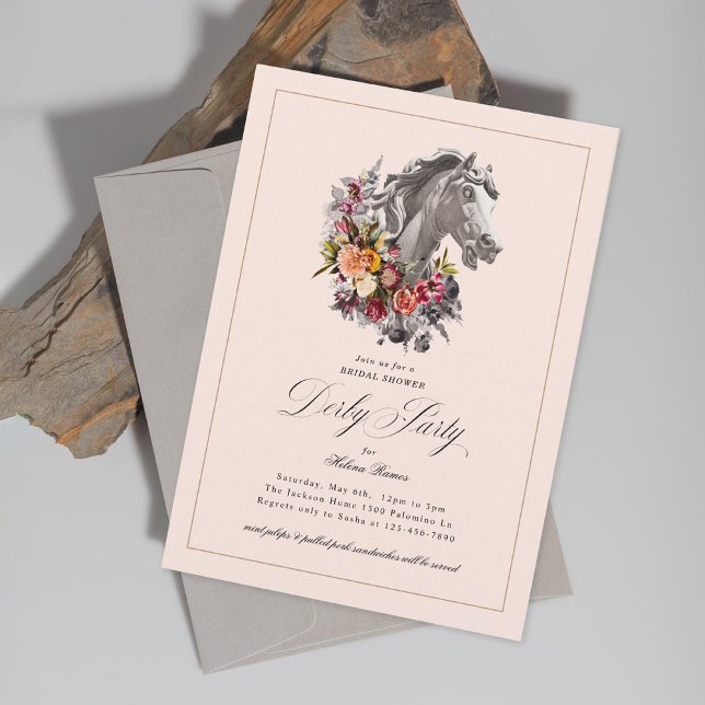 Floral Garland Horse Elegant Derby Party  Invitation (Creator Uploaded)