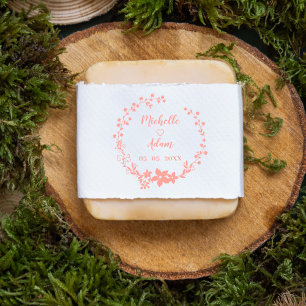 Floral Garland Names and Date for Romantic Wedding Rubber Stamp