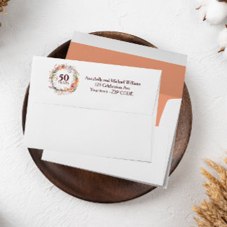 Floral Garland WARM COLOR 50TH ANNIVERSARY   Envelope