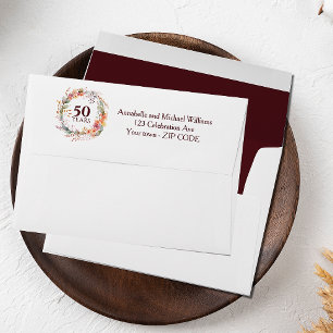 Floral Garland WARM COLOR 50TH ANNIVERSARY Envelope