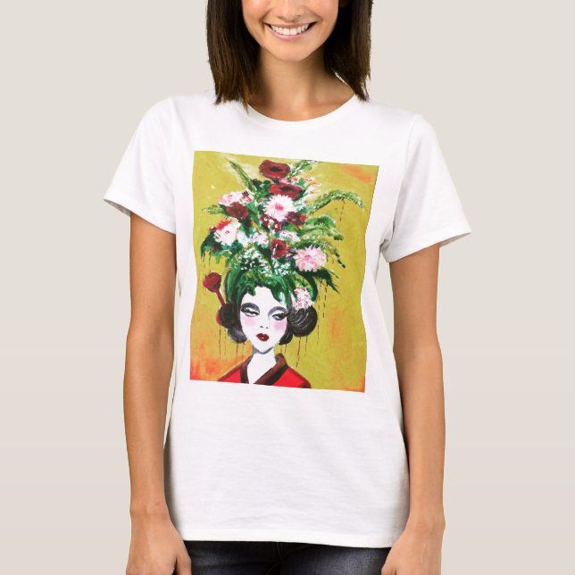FLORAL GEISHA WHITE TSHIRT (Front)