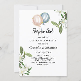 Floral Gender Reveal Invitation