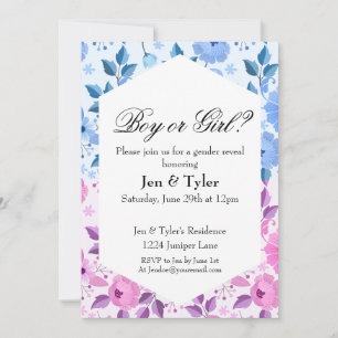 Floral Gender reveal stationery Invitation